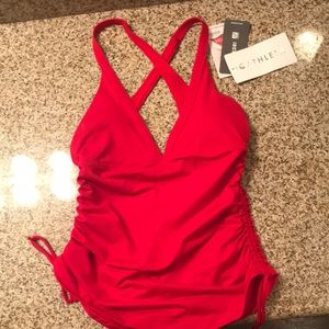 Athleta side scrunch swim tank XS NWT